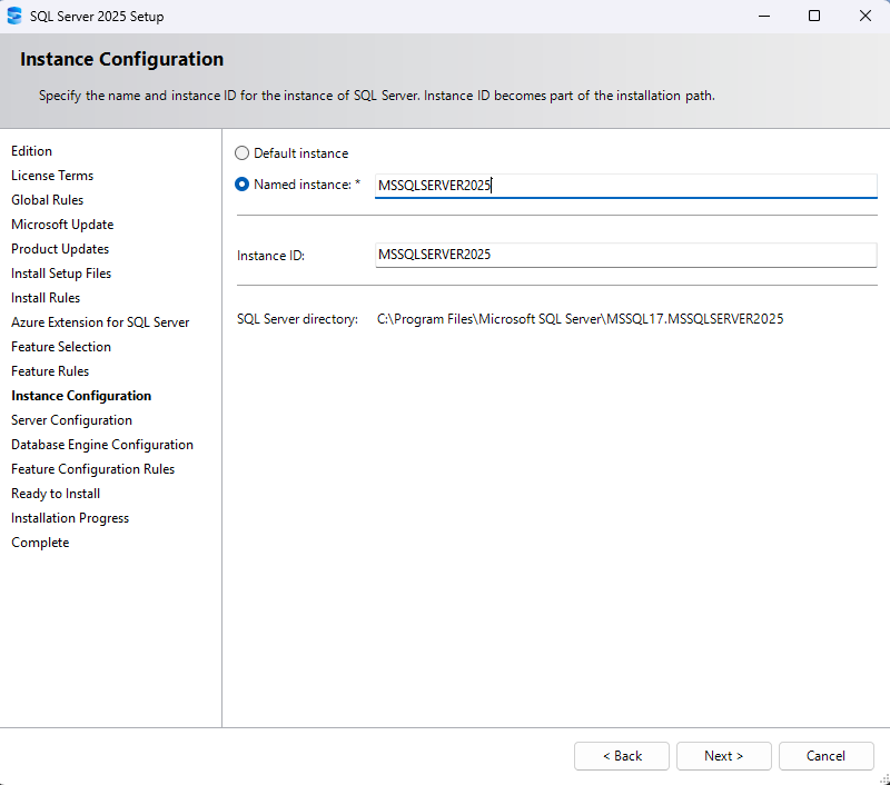 Instance configuration